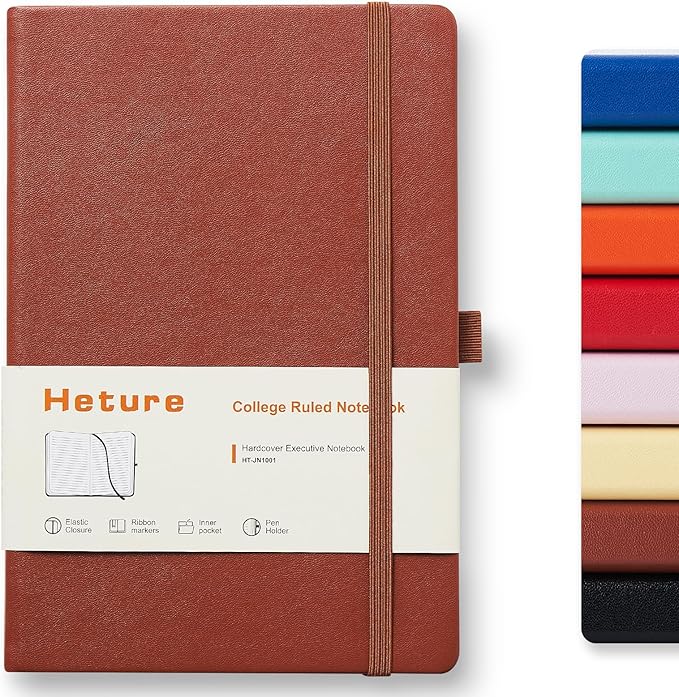 Hardcover Notebooks, A5 Lined Journals Notebook for Writing 160 Pages, 8.2 x 5.5 inch, Classic Ruled Notebooks for College/Work/Travel(Brown 1 Pack)