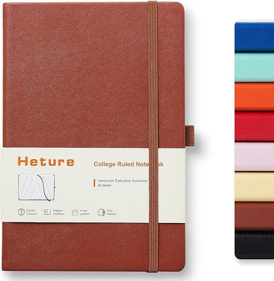 Hardcover Notebooks, A5 Lined Journals Notebook for Writing 160 Pages, 8.2 x 5.5 inch, Classic Ruled Notebooks for College/Work/Travel(Brown 1 Pack)