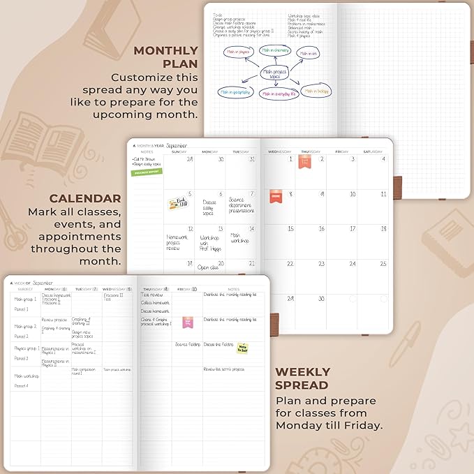 Clever Fox Teacher Planner – School Year Planner with Calendars & Lesson Plans – Teacher Plan Book for Classroom & Homeschool Organization - Undated, A5 Size, Hardcover (Rose Gold)