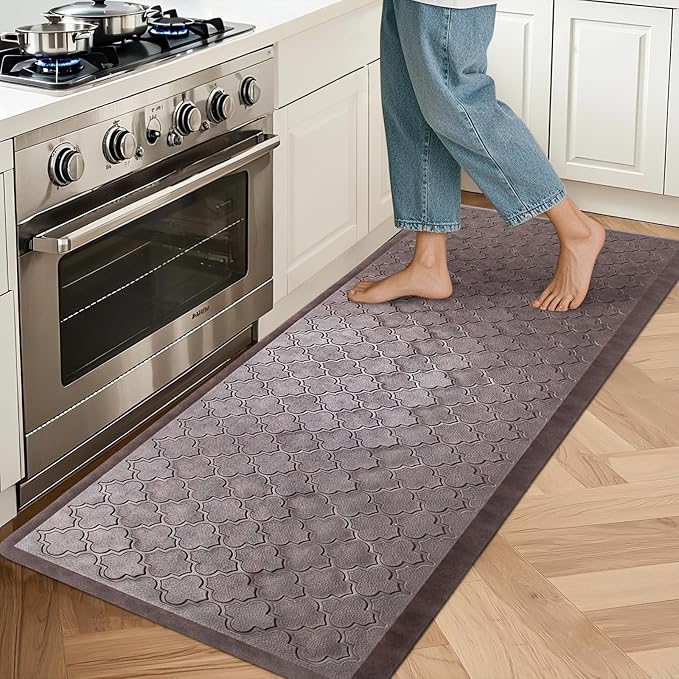 HEBE Oversized Kitchen Mat Cushioned Anti Fatigue Comfort Floor Mat 20"x60" Waterproof Non Slip Kitchen Rug Runner Laundry Room Rug Floor Carpet Heavy Duty Comfort Standing Mat Pads,Brown