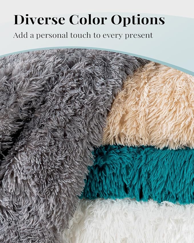 Topblan Fuzzy Sherpa Faux Fur Weighted Blanket 15lbs, Ultra Soft Reversible Plush Blanket with Luxury Long Fur and Shaggy Sherpa, Thick Heavy Blanket for Sleeping 60x80 inches Teal Green