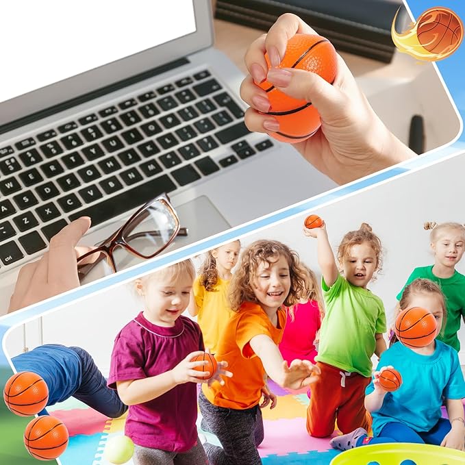 20 Pcs Basketball Stress Ball,2.5 in Foam Squeeze Balls,Mini Basketball Stress Balls for Anxiety Relief,Relaxation,Small Sports Balls for Party Carnival Reward Basketball Sports Themed Party
