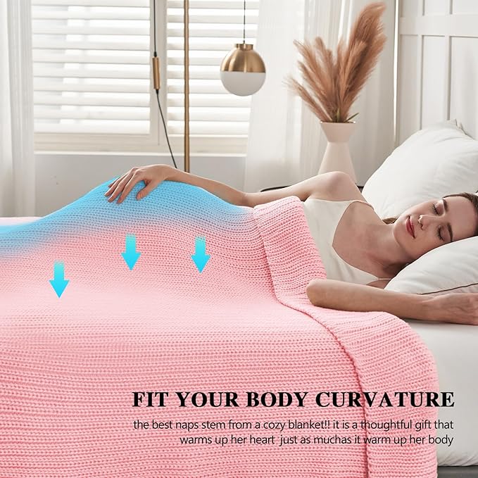 L'AGRATY Knitted Weighted Blanket - 48"x72" 20lbs Cooling Knit Heavy Blankets for Adults Braided Crochet Throw Thick Cable Chunky Yarn Decorative No Beads Evenly Weighted Machine Washable