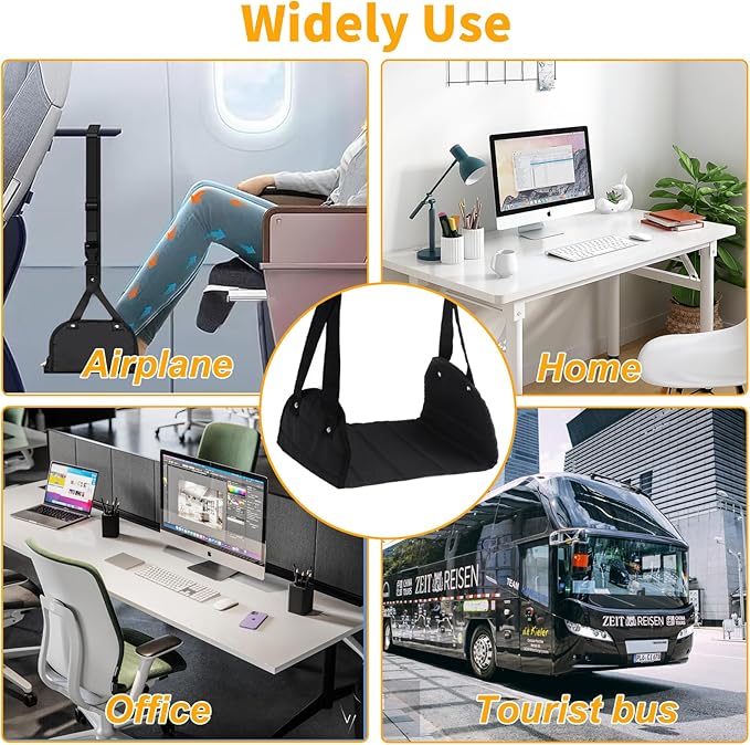 Foot Rest Hammock Under Desk,Airplane Foot Rest with Extended Adjustment Strap(24in-34.5in),Portable Desk Foot Hammock to Relax Your Feet