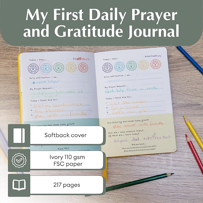 Daily Prayer & Gratitude Journal For Children (6 Month, Dateless). Christian Faith Books For Kids. Bible study for kids. Religious books for kids. Kids Christian Gift: Age 6-13 years.