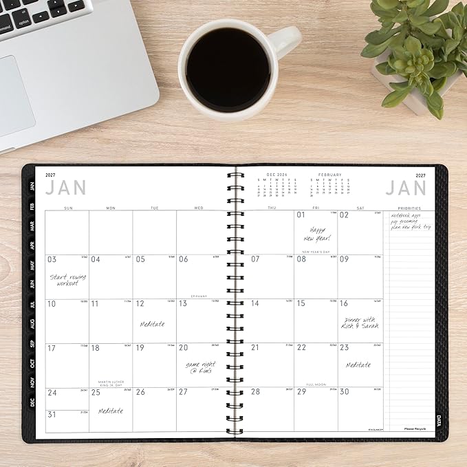 AT-A-GLANCE 2026 Appointment Book Planner, Weekly & Monthly, 8.25" x 11", Large, Half-Hourly, Contemporary, Charcoal (70950X4526)