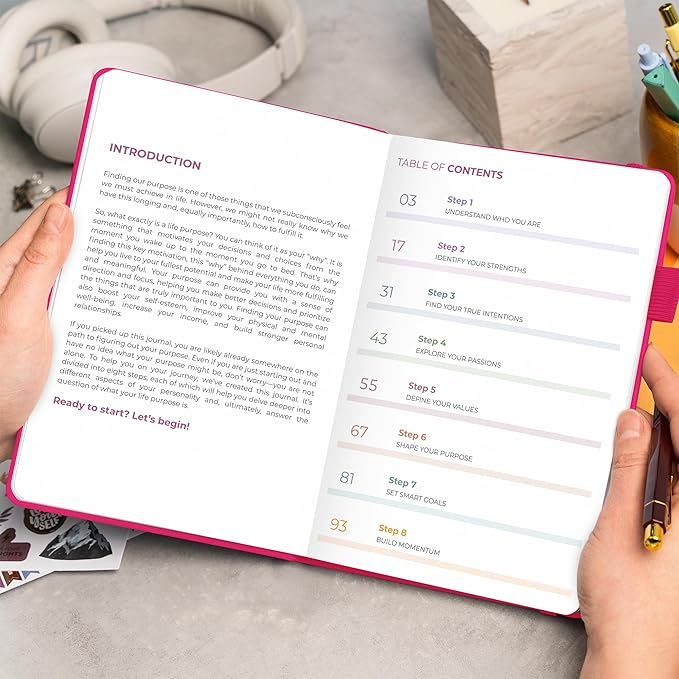 Clever Fox Purpose Seeker Journal – Guided Manifestation & Life Reflection Planner for Daily Self-Exploration, Goal-Setting & Gratitude (Fuchsia)