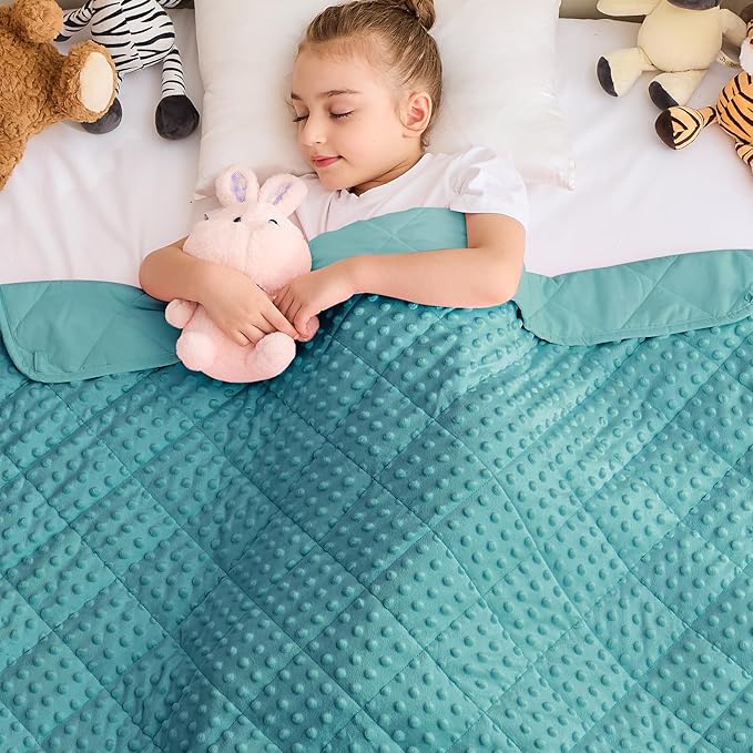 yescool Weighted Blanket 7 Pounds Teal Heavy Blanket for Sleeping, Microfiber Weighted Throw Blanket Breathable Warm Fleece Minky Blanket for 60-80lbs, 40"x60"
