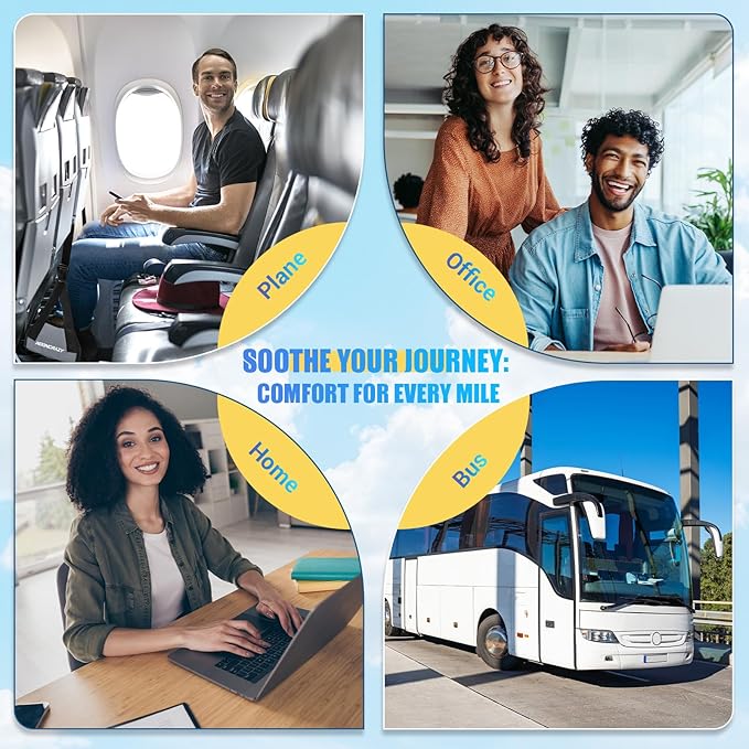 Airplane Foot Hammock, No Collapse Foot Rest for Plane Travel with Extended Adjustment Strap, Portable Desk Foot Hammock with Thickened Foam, Foot Sling Travel Essentials to Relax Your Feet(Gray)