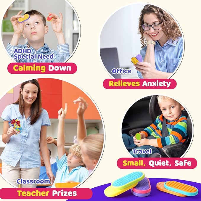 Sensory Fidget Magnet Toys for Kids: Silicone Magnetic Sliders Stress Fidgets for Autism, Anxiety Relief Small Fidget Toys for Adults Office Desk / Travel Classroom Must Haves, Stocking Stuffers Gifts