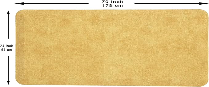 Mabel Home Anti Fatigue Floor Mat- 3 Size(20x32 & 20x39 & 24x70),16 Colors - Standing Desk Mat-Kitchen Floor Mat-Stain ResistantHome Non-Slip Bottom, Extra Soft (Yellow, 24" x 70")