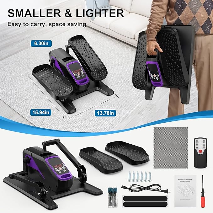 VIVURN-018 Under Desk Elliptical 5 Mode 12 Speed Low Impact Mini Electric Leg Exerciser As Seen on TV While Sitting for Seniors with Non-Slip Mat Quiet&Portable Seated Elliptical for Home and Office