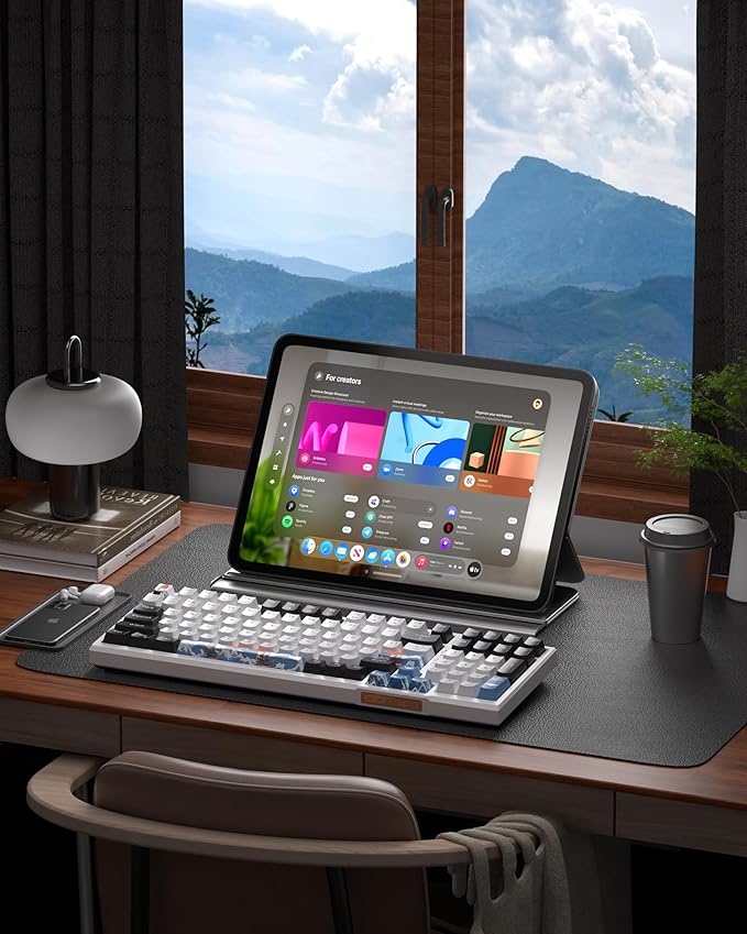 MageGee SKY98 Wireless Gasket Mechanical Gaming Keyboard, 96% Hot Swappable RGB Custom Creamy Keyboard with 5-Layer Sound Padding, BT/2.4G/USB-C, NKRO for Win/Mac (Waves, Blue Whale Switch)