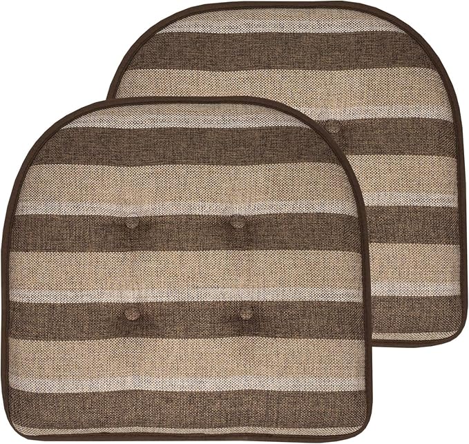 Chair Cushion Memory Foam Pads Tufted Slip Non Skid Rubber Back U-Shaped 17" x 16" Seat Cover, (Pack of 3)