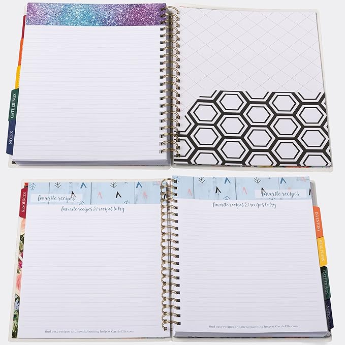 Large Meal Prep Planner, Spiral, Pull-off Grocery Shopping Lists, Kitchen Management, Tabbed Dividers, Laminated Covers, Easy Organizing, Avoid Food Waste, Folder Pockets, Covers a full Year - Eccolo