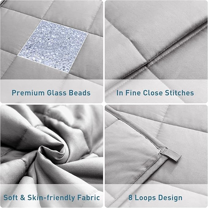 Weighted Idea Weighted Blankets for Adults (Light Grey,12 lbs 48"x72") Breathable Twin Blanket with Premium Glass Beads Heavy Soft Throw Blanket for All-Season