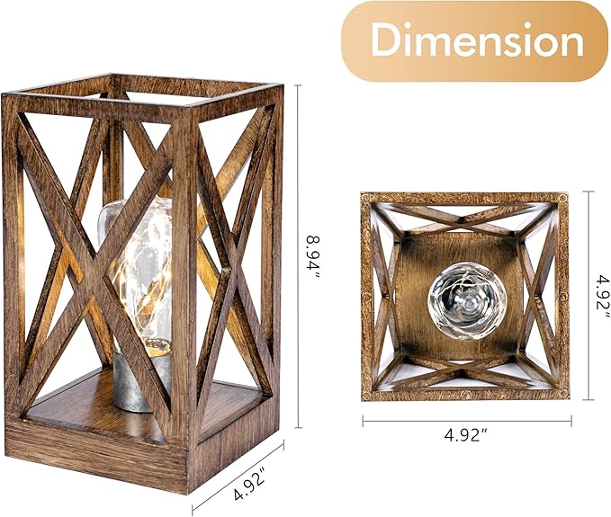 WINGBO 2 Pack Retro Battery Powered Table Lamps, Battery Operated Cordless Lamp Set, Portable Nightlight Decorative Light for Living Room Dining Room Bedroom Entryway Patio, Faded Brown Finish