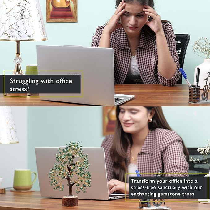 FASHIONZAADI Green Aventurine Crystal Tree, Crystals and Stones, Gem Tree, Healing Gemstones and Crystals Home Decor, Meditation Decor, Spiritual Gifts for Women, Good Luck Gift