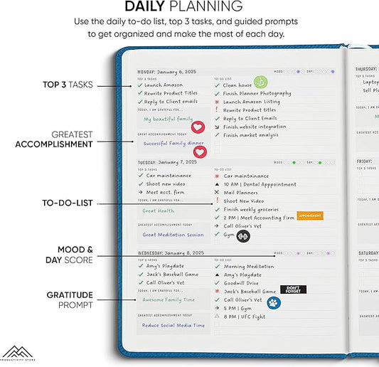Undated, 2025 Planner, 8.5" x 11" - The #1 Productivity Planner to Achieve Your 2025 Goals - Planner 2025-2026 by PRODUCTIVITY STORE (A4, NAVY BLUE)