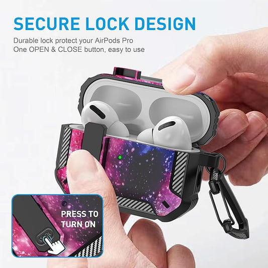 Maxjoy AirPods Pro 2nd/1st Generation Case Cover with Lock, AirPods Pro 2 Protective Case with Keychain Compatible with Apple AirPod Pro2 2023 USB C Cable 2022 Lightning Cable/ Pro1 2019, Starry Sky