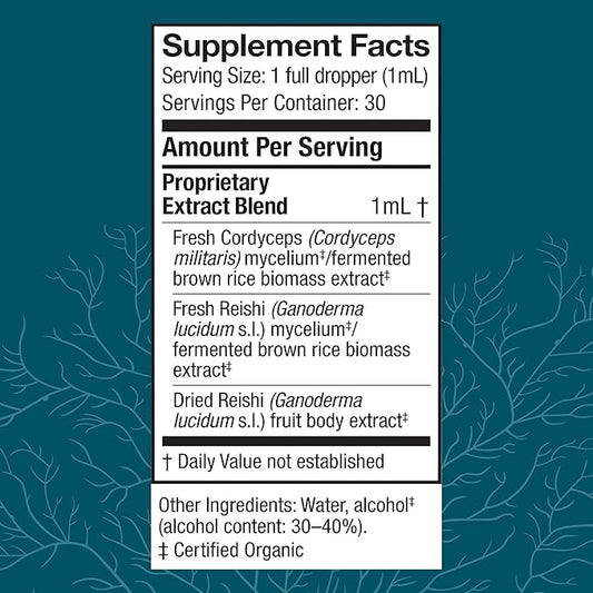 Host Defense CordyChi Extract - Energy & Immune Support Supplement - Cordyceps & Reishi Mushroom Supplement for Relaxation & Respiratory Support - Aids Against Tiredness - 1 fl oz (30 Servings)*