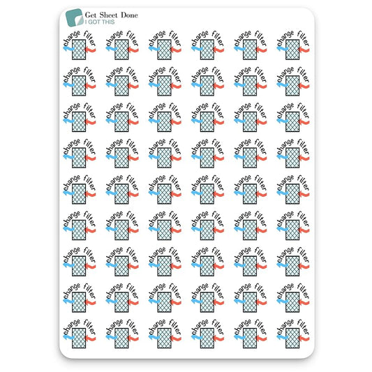 Change Filter Planner Stickers / 54 Fun Vinyl Stickers (1/2”) / AC Furnace HVAC Chores/Essential Productivity Life Planner Stickers/Bujo Bullet Journaling/Appointments (Matte Vinyl, 3 Sheets)