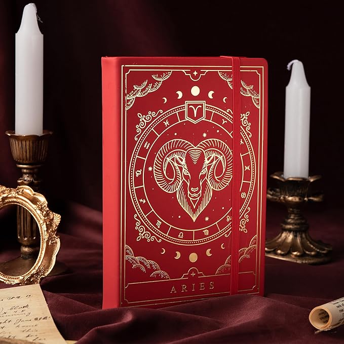 TIEFOSSI Constellations Dotted Journal Notebook-A5 Writing journals with 100gsm 400pages Paper, Hardcover Bullet Organizers Notebook for Women, Men, Teens (Aries)