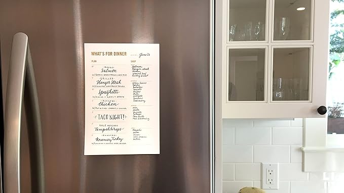 Meal Planning Notepad - What's for Dinner Weekly Meal Planner and Grocery List Magnet Pad with Tear-Off Shopping List - Family Dinner Menu for Fridge & Meal Prep - 6x9” - 50 Sheets