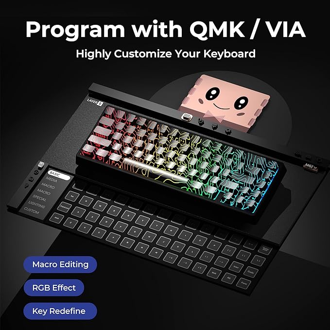 HITIME x XVX M67 60% Keyboard USB Wired Gaming Keyboard with Phantom Keycaps, QMK/VIA Support, Hot-Swappable, Creamy Pre-lubed ICE Switches, RGB Backlit, Gasket Structure, Topographic Theme