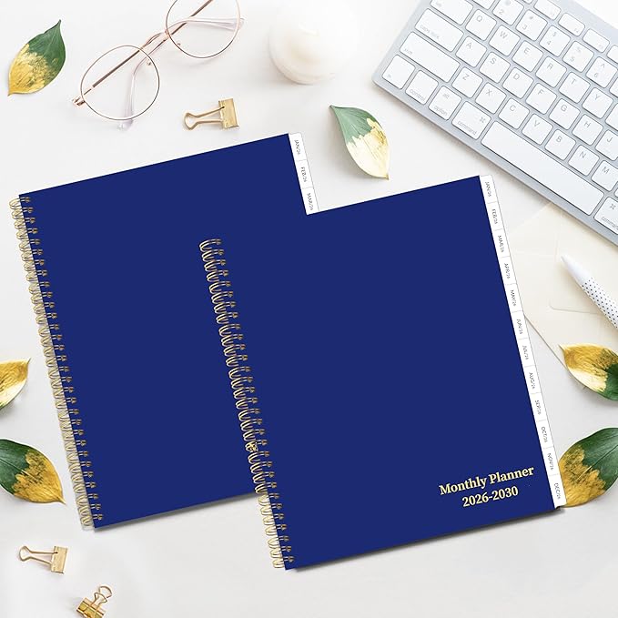 2026-2030 Monthly Planner, 5 Year Monthly Planner/Calendar 2026-2030, 60-Month Jan 2026 – Dec 2030, 9" x 11", Tabs, Double-Side Pocket, Holidays, Thick Paper - Blue