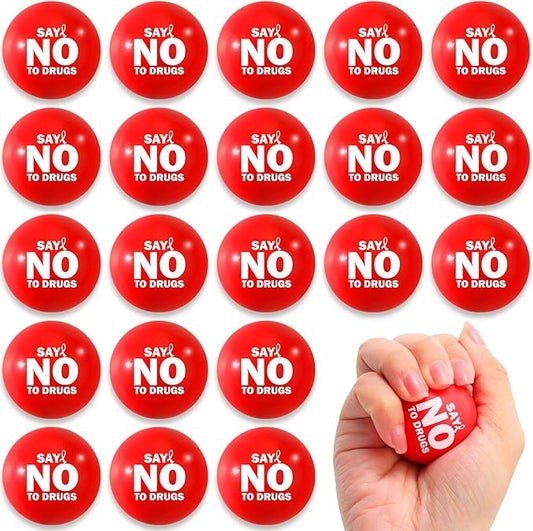 Poen 80 Pcs Red Ribbon Week Supplies Bulk Say No to Drugs Red Awareness Squeeze Balls Drug Free Awareness Anti Drug Events Gifts Motivational Relief Stress Balls for Charity Activity (Stylish Style)