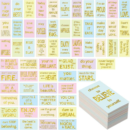 Jinei 300 Inspirational Affirmation Cards Positive Motivational Cards Small Mini Encouragement Quotes for Women Church End of the Year Teacher Gifts(Gilded Style)
