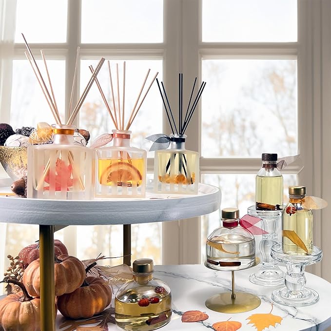 LOVSPA Reed Diffuser Set, Heirloom Pumpkin Scented Oil Diffuser with Sticks, Home Fragrance Accessories for Bathroom Shelf Decor, Aroma Diffusers for Home or Office Fall Decor, USA Made