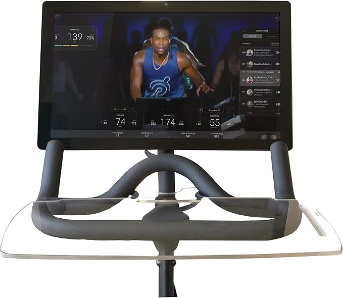 Selina for Peloton Bike Desk Tray Table for Laptop, Tablet, Phone & More | Premium Clear Acrylic Tray Compatible with The Peloton Bike Standard - Selina Peloton Accessories (Bike Standard)