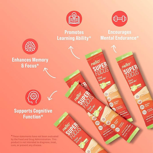 SuperFocus Mojito – Nootropic Focus Drink Mix, 20 On-The-Go Packets, Alpha GPC, Lion’s Mane, Rhodiola, Sugar-Free