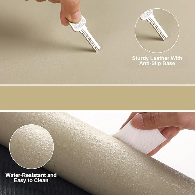 Leather Desk Mat Mouse Pad Large Non-Slip Surface Office Home Desk Accessories Supplies Decor for Keyboard Computer Laptop Writing Table Protector (Matcha Green)