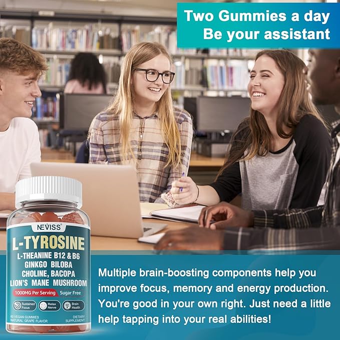 11-IN-1 Brain Supplement for Memory and Focus with L-Tyrosine L-Theanine, Methylated B12 & B6, Lion's Mane Mushroom, Ginkgo Biloba, Bacopa Monnieri, Choline for Focus, Nootropic, Energy, 2Packs