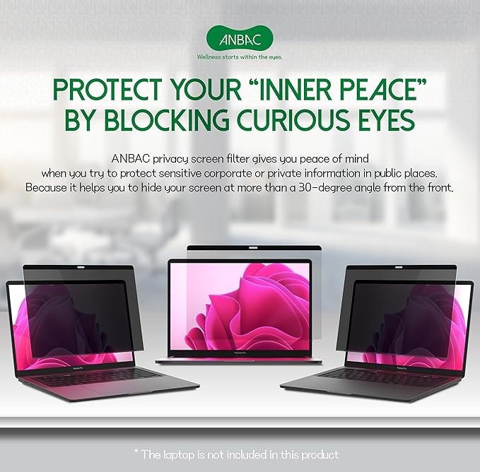 Laptop Magnetic Privacy Screen Protector for 13 inch MacBook Pro (2016-2022, M1/M2) and MacBook Air (2018-2020, M1) - Blue Light Blocking Security Screen Shield, Anti-Smudge UV Filter