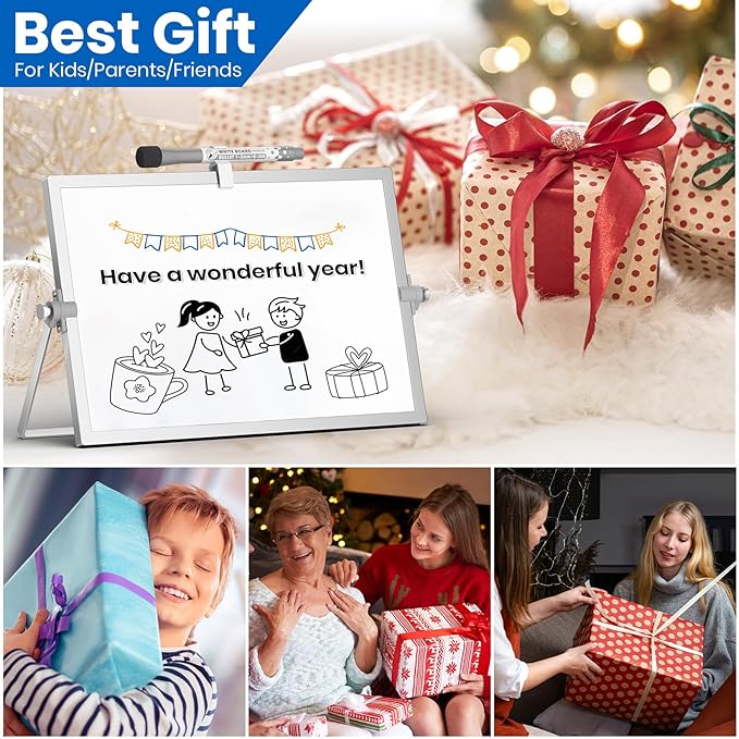 Grtard Magnetic Dry Erase White Board with Stand, 12''x8'' Double-Sided White Board for Kids, Desktop Whiteboard with Stand, Magnetic WhiteBoard Portable, Dry Erase Board for Kids, ToDo, Drawing