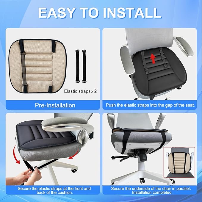 Car Seat Cushion Pad with 1.2inch Comfort Seat Protector for Car Driver Seat Office Chair Home Use Memory Foam Seat Cushion with Non Slip Bottom