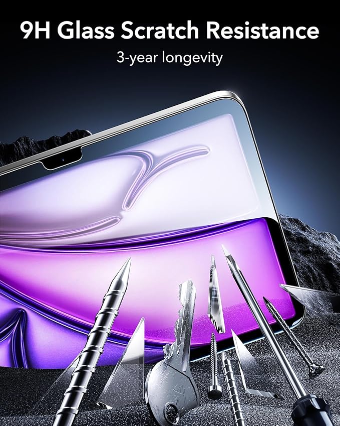 ESR 2 Pack Armorite Screen Protector for iPad Air 13 Inch M3/M2 (2025/2024), 9H Hardness Tempered Glass Film with UltraFit Tray, Military Grade Protection, HD Clarity, Dust and Bubble Free