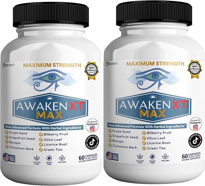 Awaken XT Max Nootropic Supplement, 60 Capsules, with Vitamins & Herbal Blend, 30 Day Supply (2)