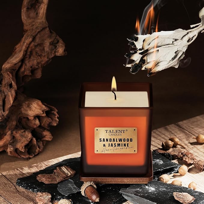 Scented Soy Candles, Deluxe Noble Aromatherapy Candles, Sandalwood & Jasmine, Candles for Home Scented, 7.05oz