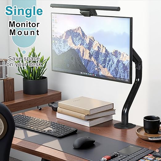Lyngins Single Monitor Mount, Adjustable Monitor Arm Desk Stand for 15 to 32 inch Screens, VESA Mount with 75x75/100x100 mm, Computer Monitors Gas Arm Holds Up to 19.84 lbs - Black