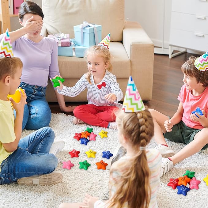 HyDren 48 Pcs Motivational Star Stress Balls Bulk Colorful Stress Relief Ball with Inspirational Quotes Emotional Hand Exercise Support Toys for Employee Coworker Students Teachers(Bright Color)