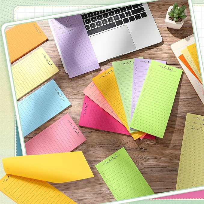 Censen 10 Pack 500 Sheets To Do List Notes Daily Checklist Notepads with 50 Sheets Each Undated Color Memo Pad Block Shopping List Pad Weekly Plan Notepad Organizer Planners(Bright Color,Lined)