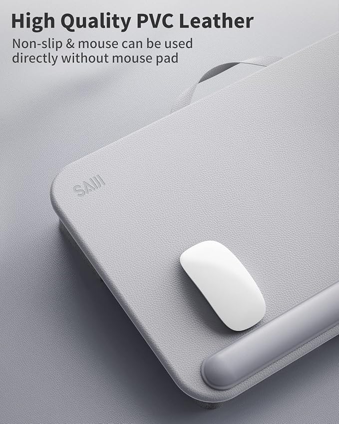 SAIJI Laptop Lap Desk for Bed—Fits Up to 17" Laptops & MacBook,Lightweight Tray Table with Soft Leather Wrist Pad,Sturdy Phone/Tablet Holder, Laptop Stand with Cushion for Home Office/Gaming On Couch