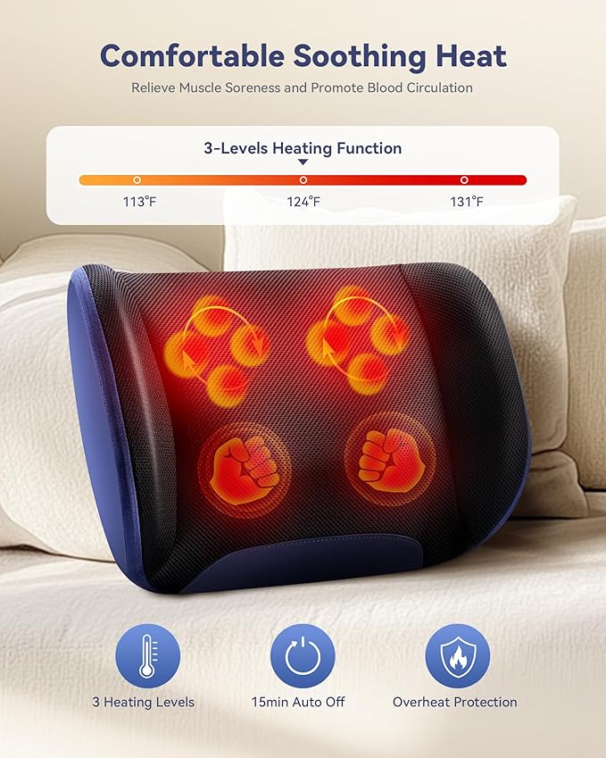 KINGJOY Shiatsu Foot Massager Machine with Heat, 2-in-1 Kneading & Percussion Massagers for Back and Foot Massage, Deep Tissue Foot and Calf Massager with Massage Roller, Birthday Gifts for Women Men