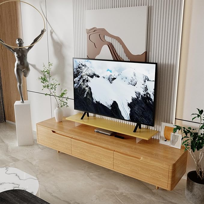 Crystal Clear Acrylic Monitor Stand,Leg levitating design Height Adjustable,Dual Monitor Riser Shelf Organizer for Desk、Home Office、Printer、TV Screen、Keyboard Storage (Nature)