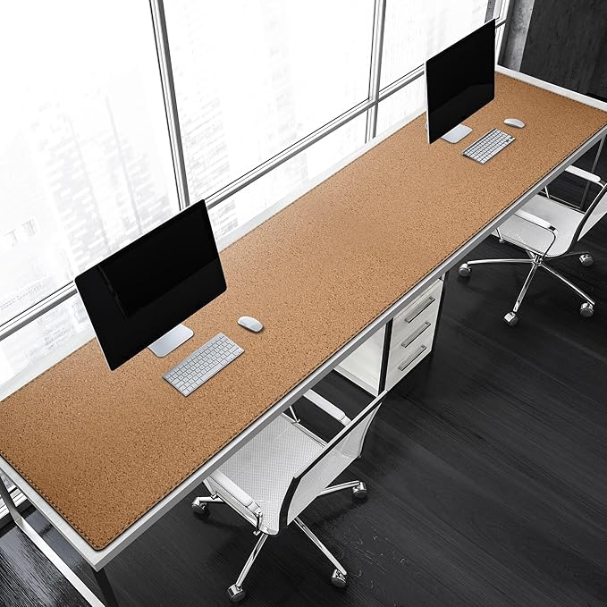 MAIDERN Leather Desk Mat, (5XL) 74.8” x 19.6” Reversible Large Desk Pad Mat, Cork & Leather Large Mouse pad for Desk, Waterproof Computer Desk Mat for Gaming Home Office (Black)